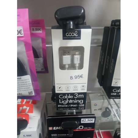 Cabo USB a lightning cool 3mts