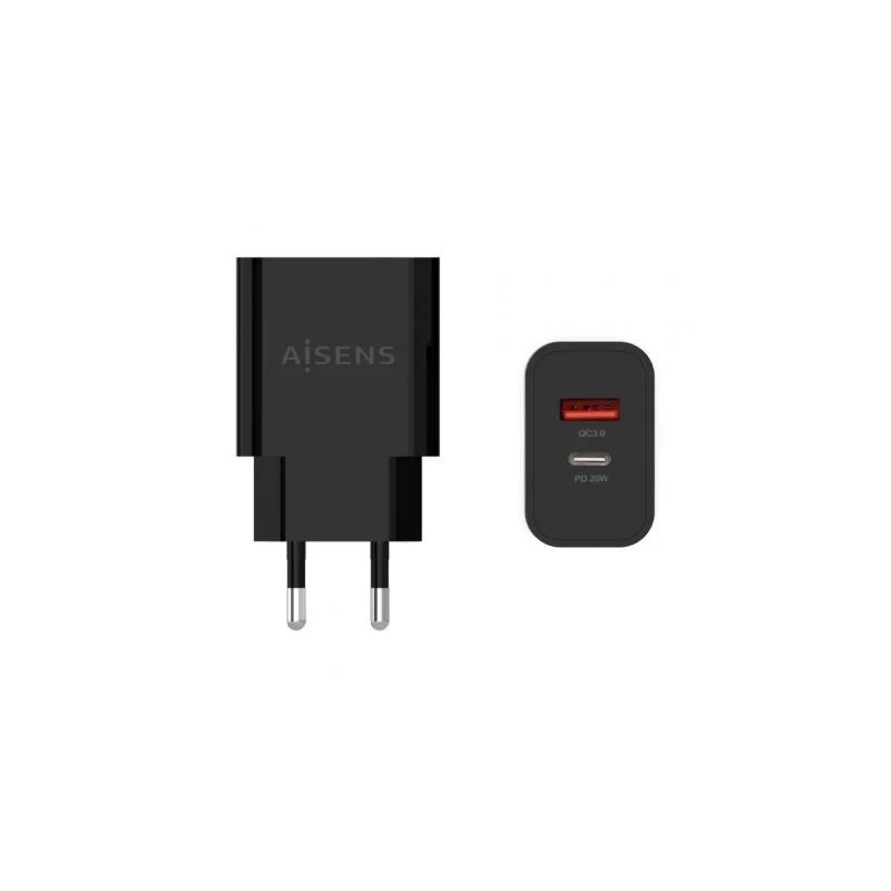 Carregador de parede Aisens A110-0682/ 1xUSB Type-C/ 1x USB/ 20W preto