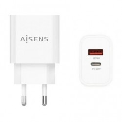 Carregador de parede Aisens A110-0682/ 1xUSB Type-C/ 1x USB/ 20W branco