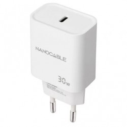 Carregador de Parede Nanocable 10.10.2009/ 1xUSB Type-C/ 30W/ Branco