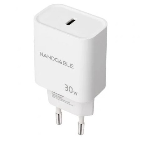 Carregador de Parede Nanocable 10.10.2009/ 1xUSB Type-C/ 30W/ Branco