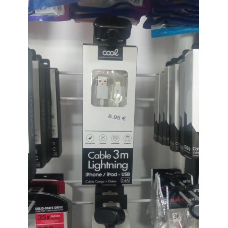 Cabo USB a lightning cool 3mts