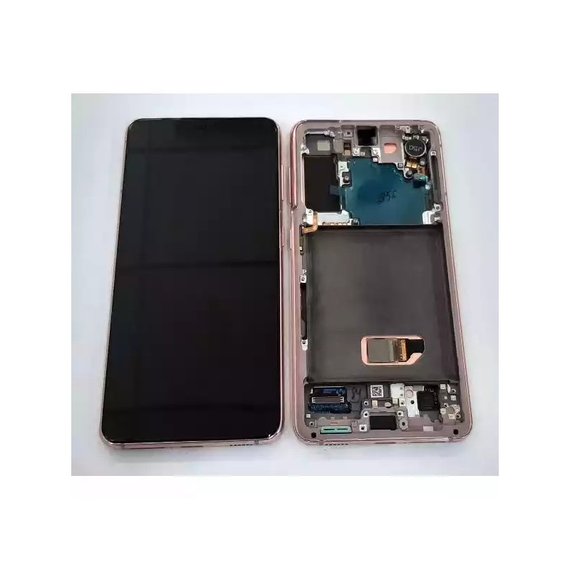 Ecrã para Samsung Galaxy S21 5G SM-G991B GH82-27255D Preto com frame rosa Original Service Pack