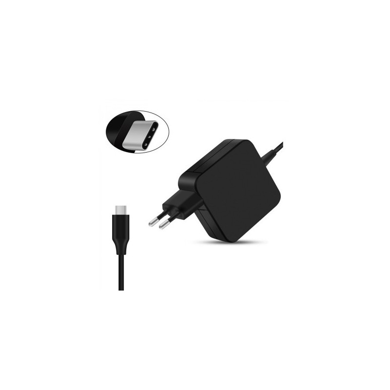 CARREGADOR USB TIPO C USB-C 45W 5V-2A, 9V-2A, 12V-2A, 14.5V-2A, 15V-3A, 20V-2.25A Preto