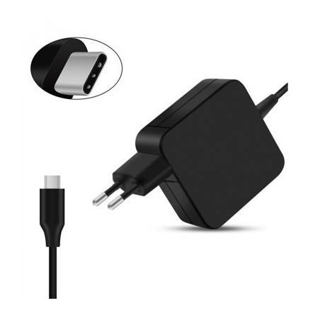 CARREGADOR USB TIPO C USB-C 45W 5V-2A, 9V-2A, 12V-2A, 14.5V-2A, 15V-3A, 20V-2.25A Preto