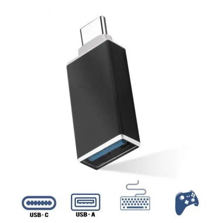 Adaptador OTG USB Fêmea para USB-C 3.0 - Preto