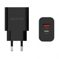 Carregador de parede Aisens A110-0682/ 1xUSB Type-C/ 1x USB/ 20W Preto