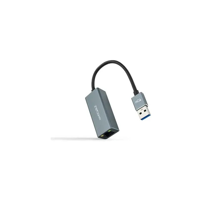 Conversor USB 3.0 para Gigabit Ethernet 10/100/1000Mbps 0.15M Nanocable Alumínio Cinza