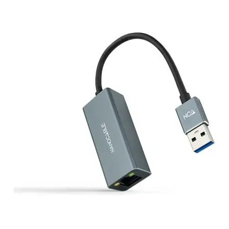 Conversor USB 3.0 para Gigabit Ethernet 10/100/1000Mbps 0.15M Nanocable Alumínio Cinza