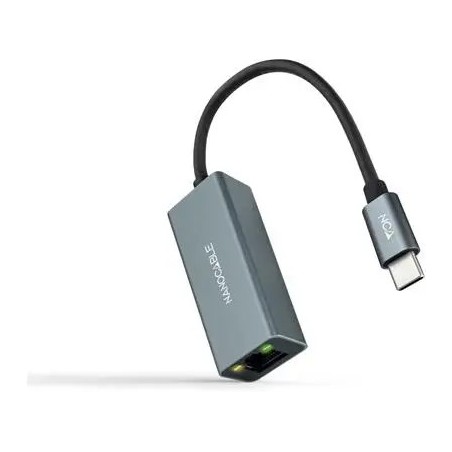 Conversor USB-C para Gigabit Ethernet 10/100/1000Mbps 0.15M Nanocable Alumínio Cinza