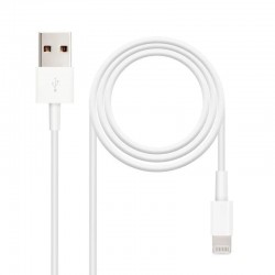 Cabo USB 2.0 Lightning Nanocable 10.10.0402 USB Macho - Lightning Macho/ 1m/ Branco