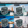 ADAPTADOR DE FICHA UNIVERSAL VOLTISTAR HHT906 MAX 35.5W PD CARGA RÁPIDA. FICHA DE VIAGEM UNIVERSAL COM 3 USB E 2 USB-C.