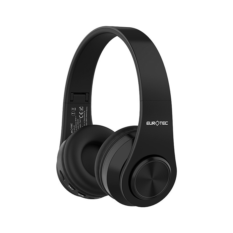 Auscultadores bluetooth sem fio Eurotec CDHP1.24 Pretos Auscultadores bluetooth sem fio Eurotec CDHP1.24 Pretos