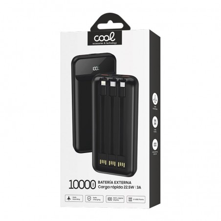 Power Bank Universal 10.000 mAh Carga Rápida 22.5W ( 3 cabos ) Branca