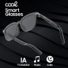 Smart Glasses COOL IA Unissex Óculos de Sol inteligentes Pretos (Chamadas, Música, Tradução)