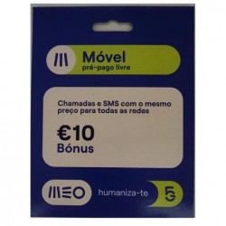 Cartão Sim Meo Móvel Pré-Pago Livre 10€ Bonus