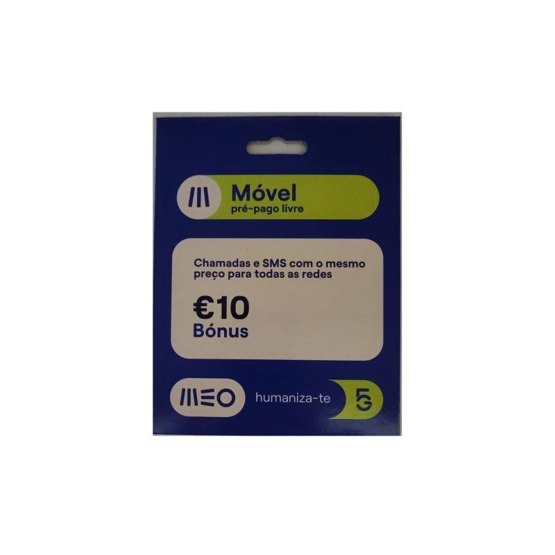 Cartão Sim Meo Móvel Pré-Pago Livre 10€ Bonus