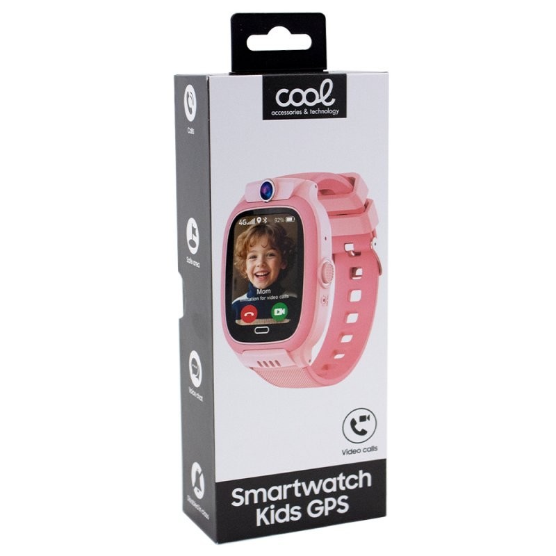 Smartwatch COOL Kids 4G GPS Rosa Silicone (Localização, Chamadas de Vídeo, SIM)