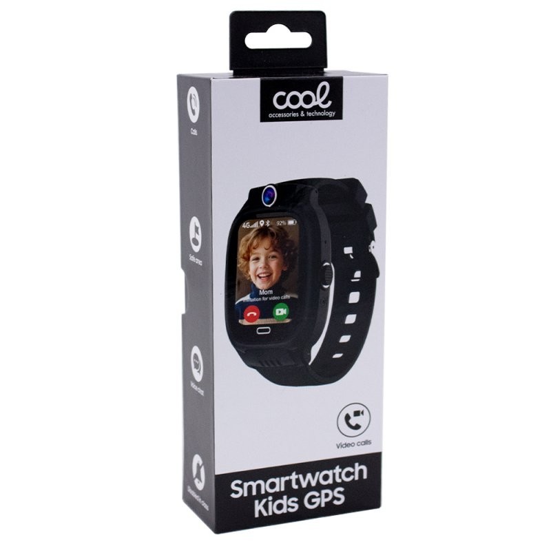 Smartwatch COOL Kids 4G GPS Preto Silicone (Localização, Chamadas de Vídeo, SIM)