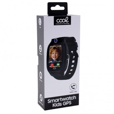 Smartwatch COOL Kids 4G GPS Preto Silicone (Localização, Chamadas de Vídeo, SIM)