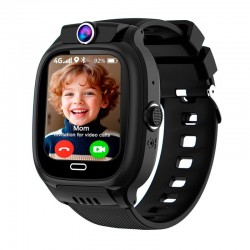 Smartwatch COOL Kids 4G GPS Preto Silicone (Localização, Chamadas de Vídeo, SIM)
