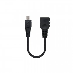 Cabo USB 2.0 OTG, tipo Micro B/M-A/F, Preto, 15 cm