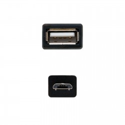 Cabo USB 2.0 OTG, tipo Micro B/M-A/F, Preto, 15 cm