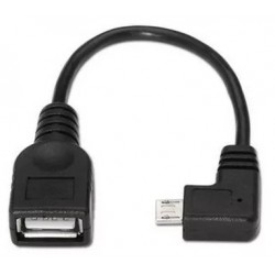 Cabo Nanocable USB 2.0 OTG, tipo Micro B/M-A/F,  Preto, 15 cm