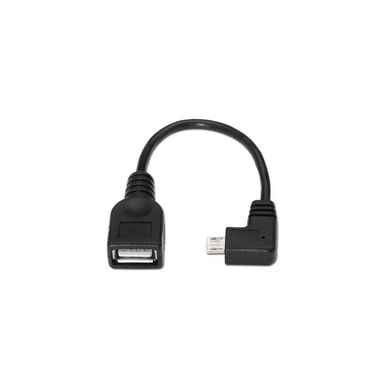 Cabo Nanocable USB 2.0 OTG, tipo Micro B/M-A/F,  Preto, 15 cm