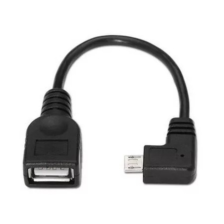 Cabo Nanocable USB 2.0 OTG, tipo Micro B/M-A/F,  Preto, 15 cm
