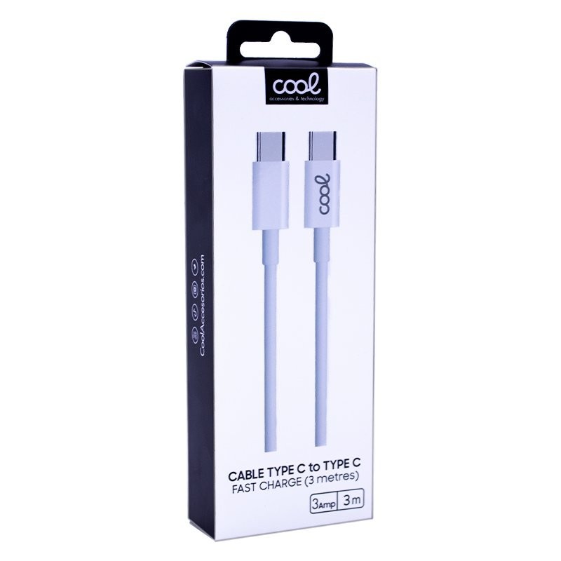 Cabo COOL Universal TIPO-C a TIPO-C (3 metros) Branco 3 Amp.