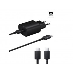 Kit Base Carregador Type C Fastcharge 25W 3A + Cabo Carga Type C To Type C Fastcharger Preto
