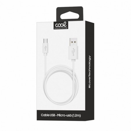 Cabo USB a micro USB 2.4A 1.2mts Cool Branco