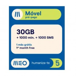 CARTÃO MEO 30GB + 1000min + 1000sms