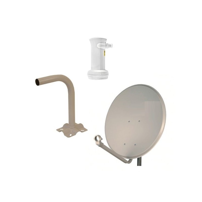 Kit Antena Parabólica 60cm Ferro + Suporte Parede + LNB amiko 4K