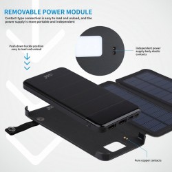 Power Bank Bateria Solar Externa Universal10.000 mAh com 4 Painéis Solares  Preto