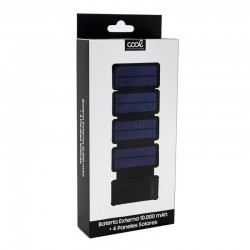 Power Bank Bateria Solar Externa Universal10.000 mAh com 4 Painéis Solares  Preto