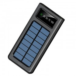 Bateria Externa Universal Power Bank 10.000 mAh + Painel Solar  (4 Conexões ) Preto