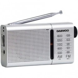 Rádio a pilhas Daewoo DW1037/ Rádio portátil prateado